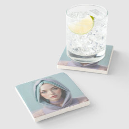 Posavasos De Piedra Mujer de arte de arena con facetas