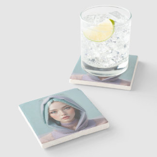 Posavasos De Piedra Mujer de arte de arena con facetas