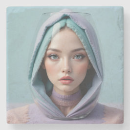 Posavasos De Piedra Mujer de arte de arena con facetas