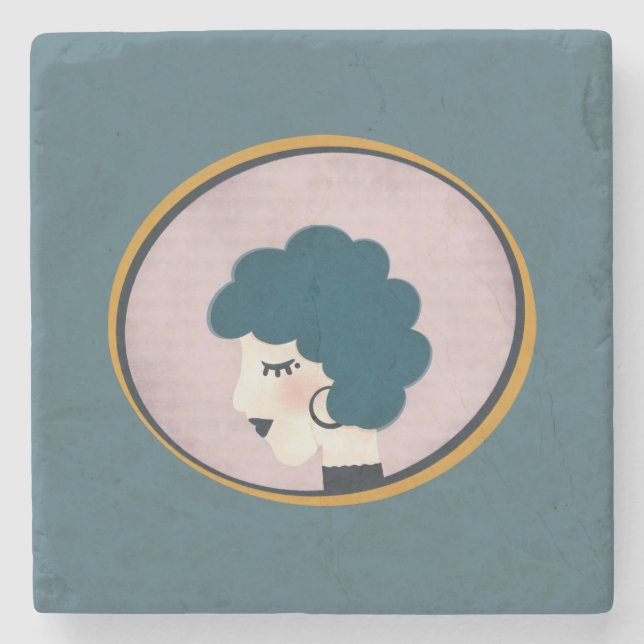 Posavasos De Piedra Mujer en el espejo (Anverso)