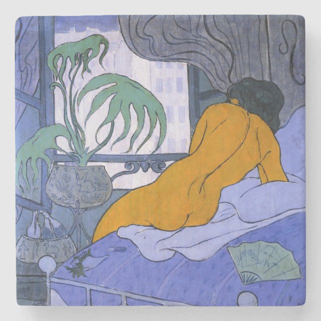 Posavasos De Piedra Mujer en la habitación azul (de Paul Ranson) (Anverso)