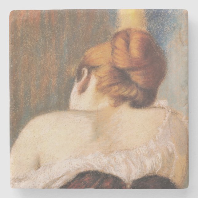 Posavasos De Piedra Mujer en un corsé (por Federico Zandomeneghi) (Anverso)