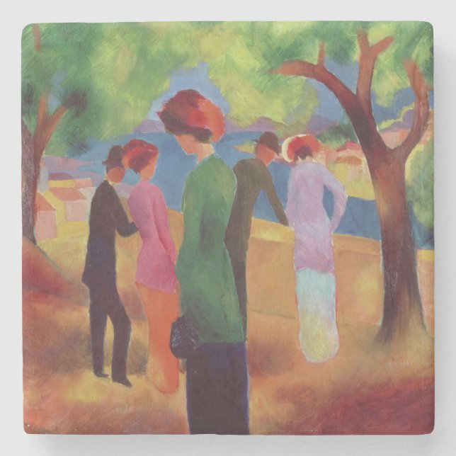 Posavasos De Piedra Mujer en una chaqueta verde, 1913 (Anverso)