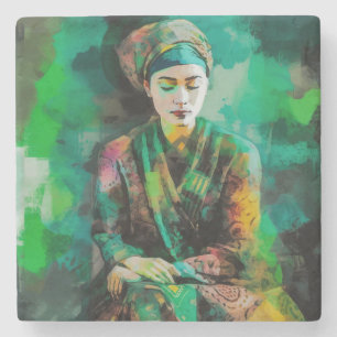 Posavasos De Piedra Mujer en verde