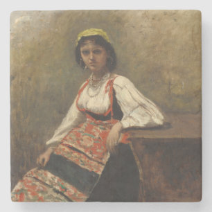 Posavasos De Piedra Mujer italiana (La Morieri) por Corot