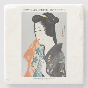 Posavasos De Piedra Mujer japonesa sosteniendo su toalla - Goyō Hashig