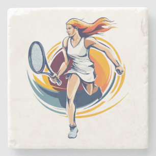 Posavasos De Piedra mujer jugando tenis