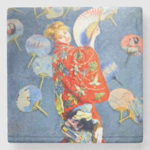 Posavasos De Piedra Mujer Monet en traje japonés