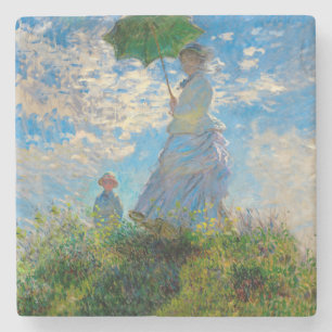 Posavasos De Piedra Mujer Monet Paraguas Impresionismo