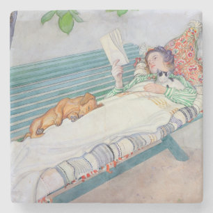 Posavasos De Piedra Mujer que miente en un banco, 1913 (w/c en el