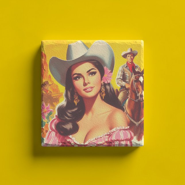 Posavasos De Piedra Mujer Retro de Campo (Subido por el creador)