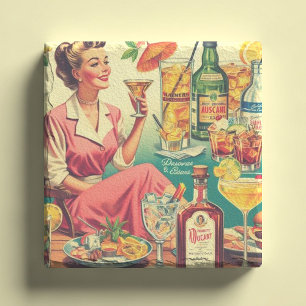 Posavasos De Piedra Mujer ventilado bebe Ilustracion de cócteles