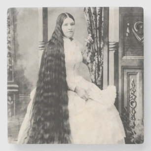 Posavasos De Piedra Mujer victoriana con cabello largo
