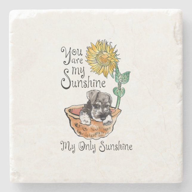 Posavasos De Piedra Mujeres Que Eres Mi Schnauzer Sunshine, Girasol (Anverso)