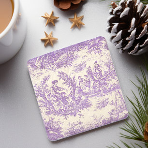 Posavasos De Piedra Mujeres violetas toile de jouy impresas