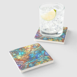 Posavasos De Piedra Multicolor Abstract 77 Stained Glass style