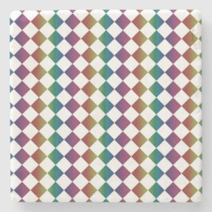 Posavasos De Piedra Multicolor Diamante Harlequín Multicolor Ajedrezad