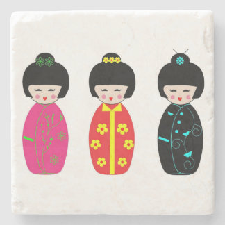 Posavasos De Piedra Muñecas tradicionales del geisha de Kokeshi del