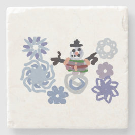 Posavasos De Piedra Muñeco de nieve cálido