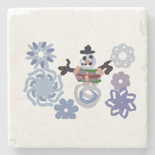 Posavasos De Piedra Muñeco de nieve cálido