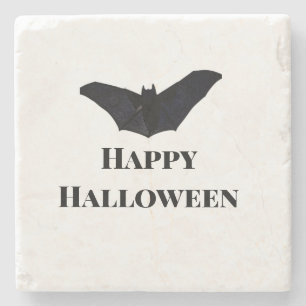 Posavasos De Piedra Murciélago negro feliz Halloween agregar texto nom