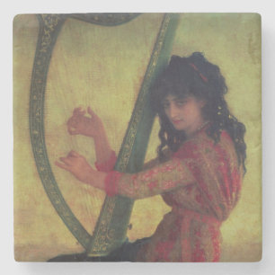 Posavasos De Piedra Musa que toca la arpa