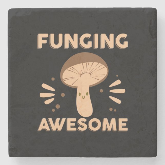 Posavasos De Piedra Mushroom Hunter Funginf Awesome (Anverso)