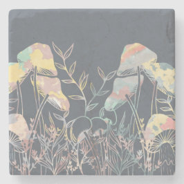 Posavasos De Piedra Mushrooms acuarcolor