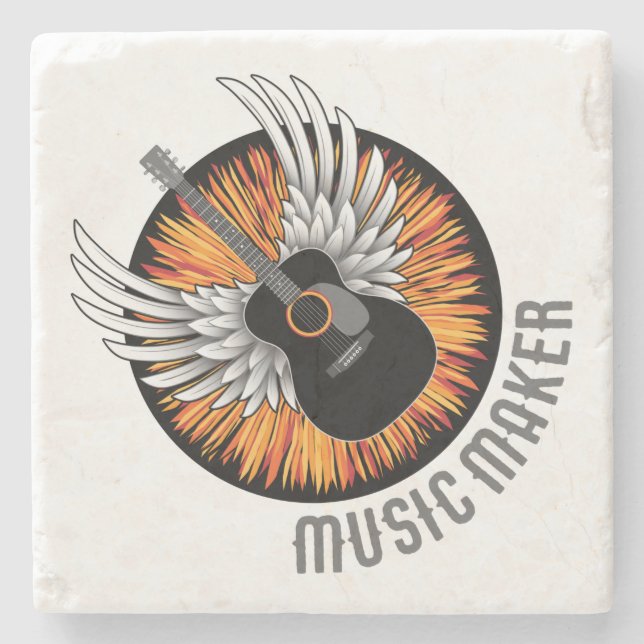 Posavasos De Piedra Music Maker (guitarrista) (Anverso)