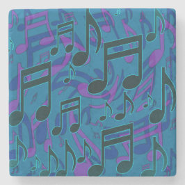Posavasos De Piedra Music Notes Blue Green Purple Musical Pattern