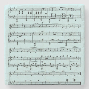 Posavasos De Piedra Música en hoja azul