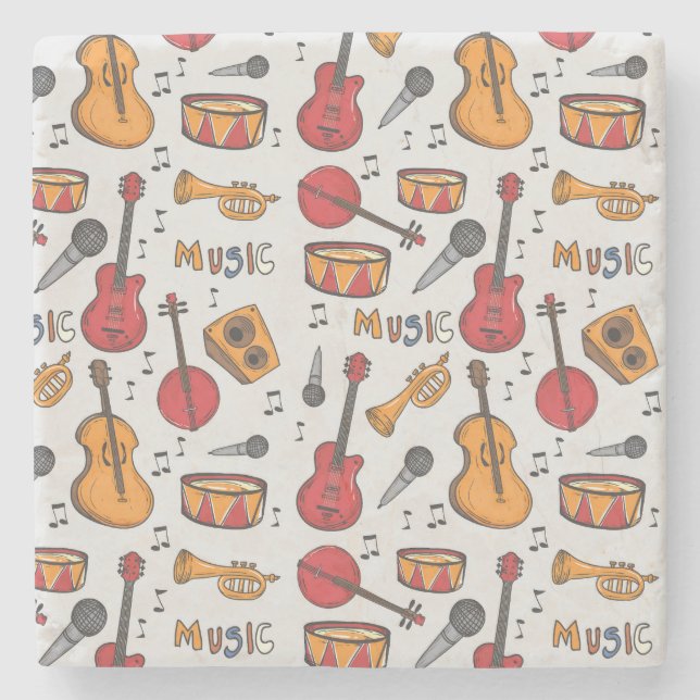 Posavasos De Piedra Música Guay tema Banjo tambores guitarra violín má (Anverso)