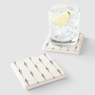 Posavasos De Piedra Música Motif Melding Treble Clef Black and White