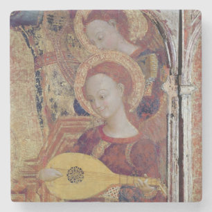 Posavasos De Piedra Músicos del ángel de la pintura de la Virgen y d
