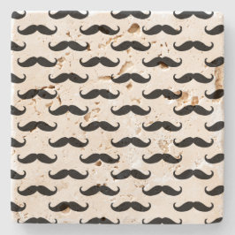 Posavasos De Piedra Mustaches en blanco y negro