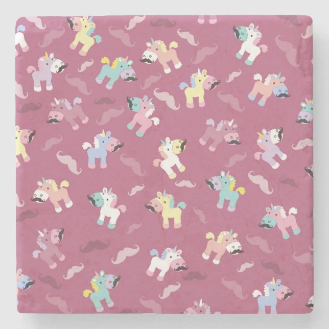 Posavasos De Piedra Mustachio Unicornio (Anverso)