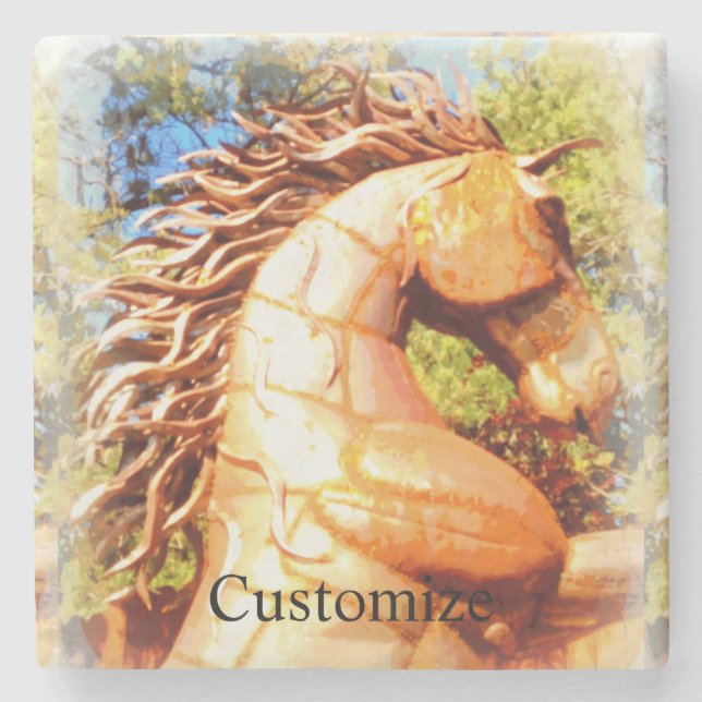 Posavasos De Piedra Mustang Stallion Thunder_Cove (Anverso)