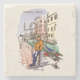 Posavasos De Piedra Muy divertido Venecia Italia Sketch Stone Coaster