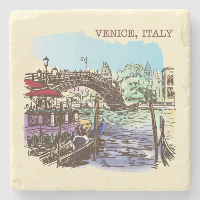 Posavasos De Piedra Muy divertido Venecia Italia Sketch Stone Coaster (Anverso)