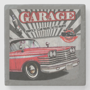 Posavasos De Piedra Muy Guay Vintage Auto Reparación Tienda De Papel D