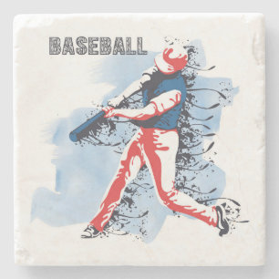 Posavasos De Piedra Muy Guay y un jugador de béisbol colorido se balan