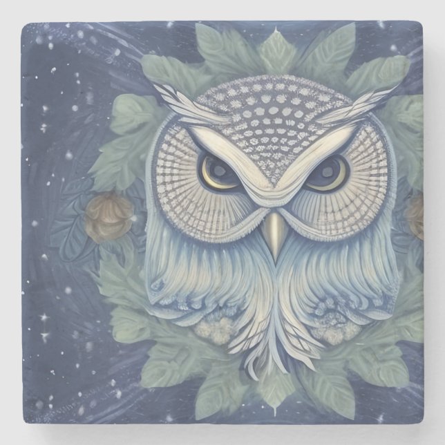 Posavasos De Piedra Mystical Fantasy Forest Owl (Anverso)