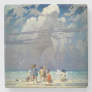Posavasos De Piedra N.C. Wyeth El Gigante 1923 Ilustración Vintage