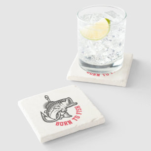 Posavasos De Piedra Nacido Para Pescado