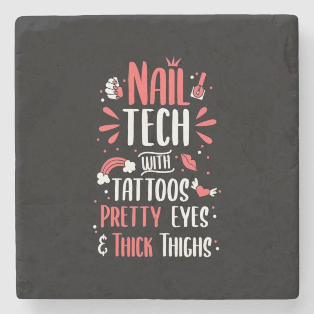 Posavasos De Piedra Nail Tech Con Tatuajes (Anverso)