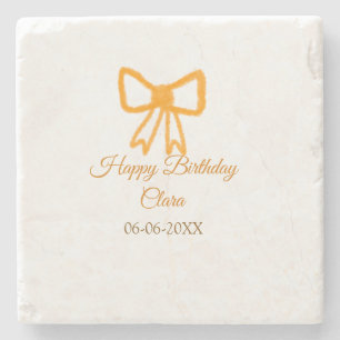 Posavasos De Piedra Naranja amarillo arco acuarela retro feliz cumplea