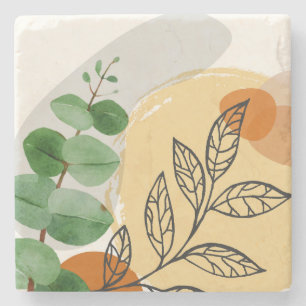 Posavasos De Piedra Naranja Botánico Boho Green