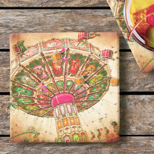 Posavasos De Piedra Naranja carnaval paseo en bicicleta foto retro vin