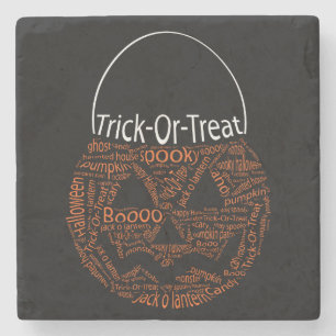 Posavasos De Piedra Naranja De Tipografía De Jack O Lantern