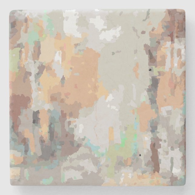 Posavasos De Piedra Naranja de vibraciones de verano retro, taupe, tie (Anverso)